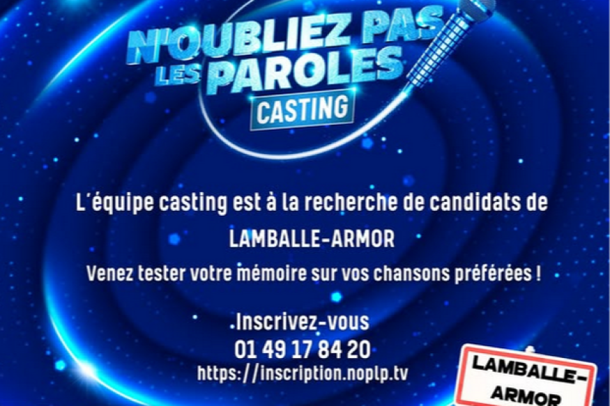 Casting à Lamballe des nouvelles stars du programme "N'oubliez pas les paroles" sur France 2.